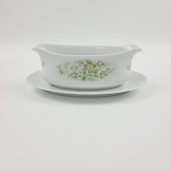 Fashion Royale Ashley Gravy Boat & Underplate, Spring Floral Dishes, Japan - Picture 1 of 10